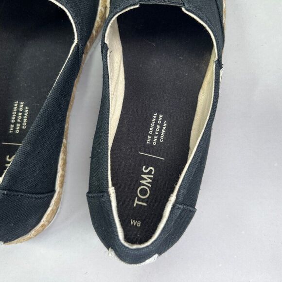 Toms Women's Size 8 Alpargata Platform Espadrille Black Canvas Flats - Picture 9 of 12